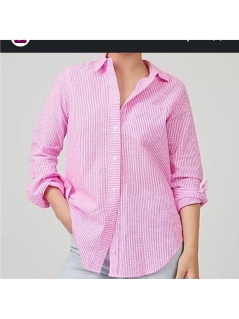 J. CREW boy fit checkered button down shirt collared gingham pink white size 12T